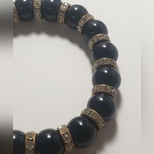 Beautiful Bracelet With Diamonds Stretch Fit (3 For $20 SALE) Black Stone